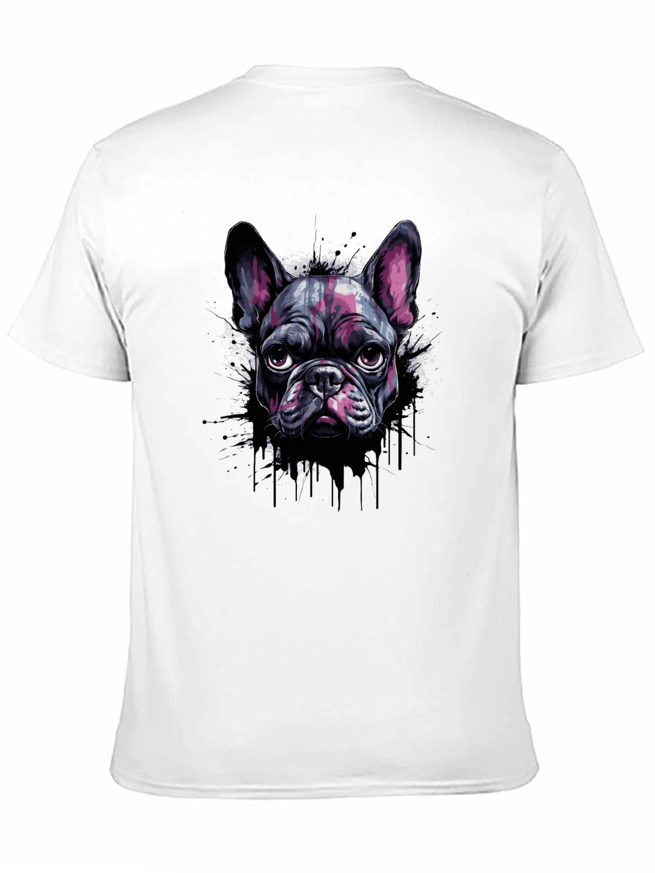Black Cool French Bulldog Graphic Print Black T-Shirt view 11