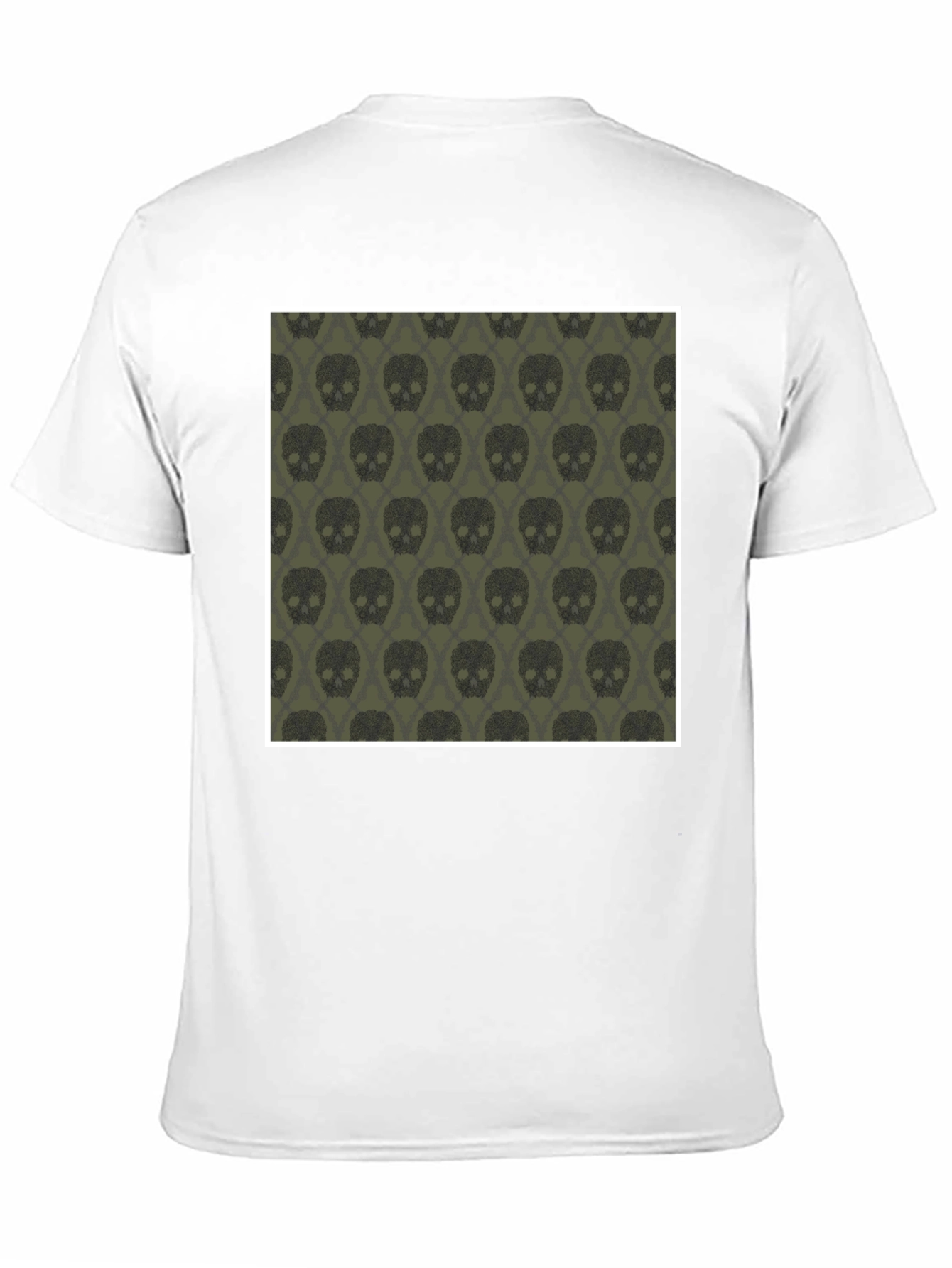 Black Skull Pattern Men's Black T-Shirt view 11