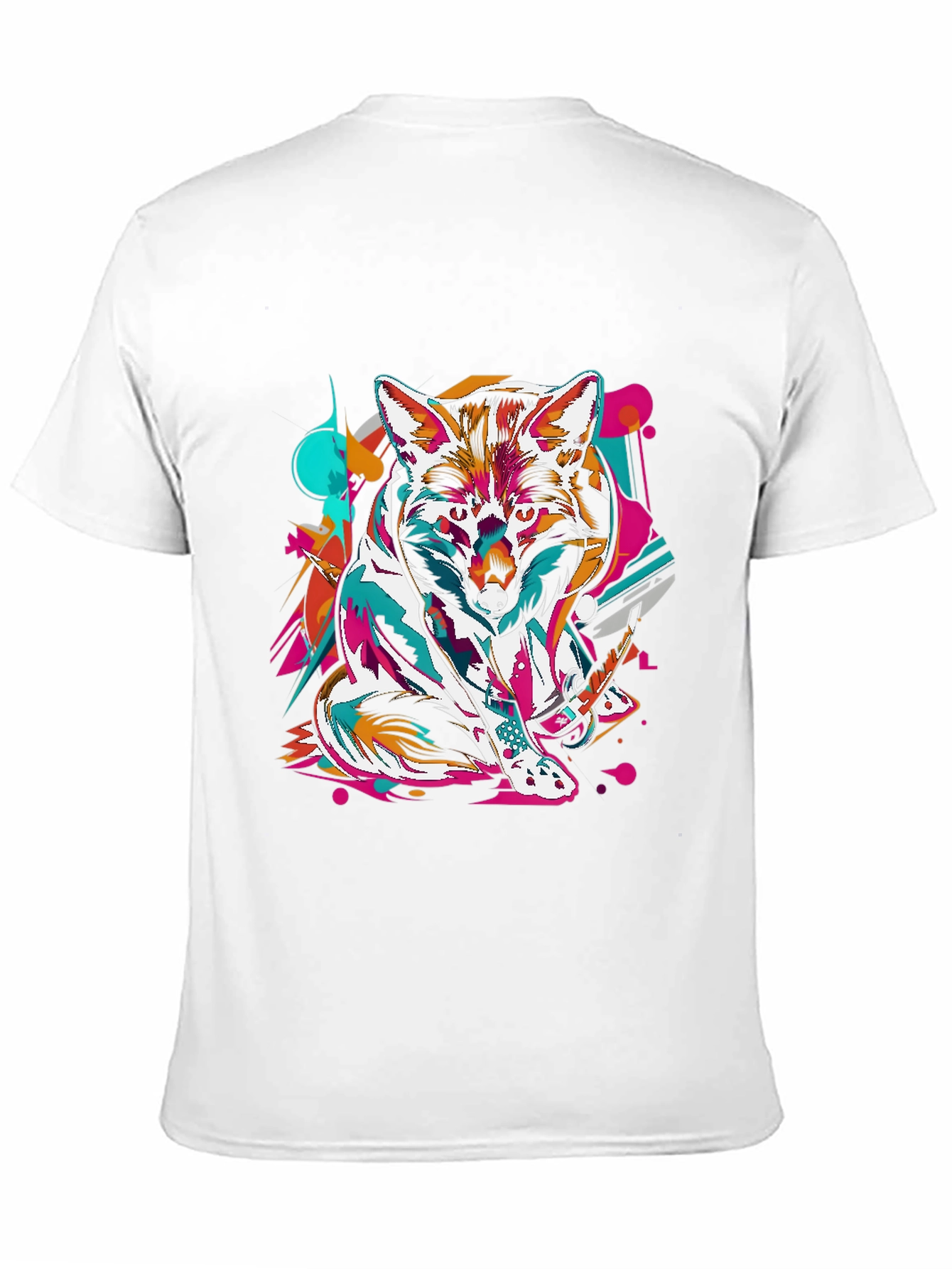 Black Abstract Fox Graphic Black T-Shirt view 11