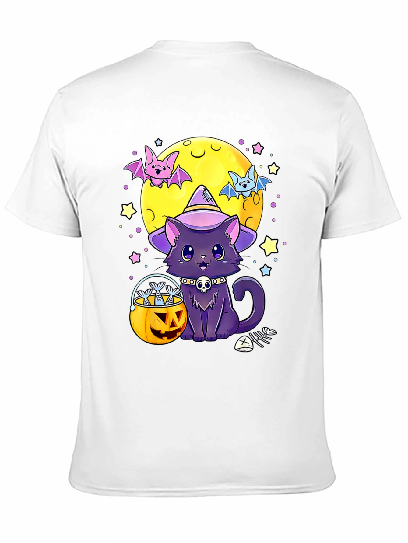 Black Halloween Cat Moon T-Shirt view 11