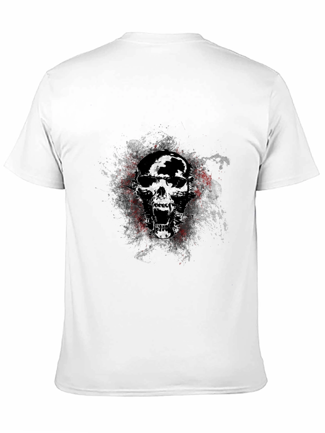 Black Edgy Skull Graphic Tee - Black Cotton Blend T-Shirt view 11