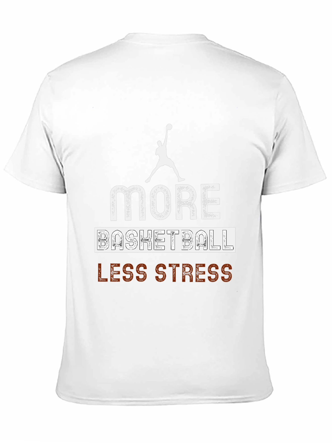 Black More Basketball, Less Stress Graphic T-Shirt view 11