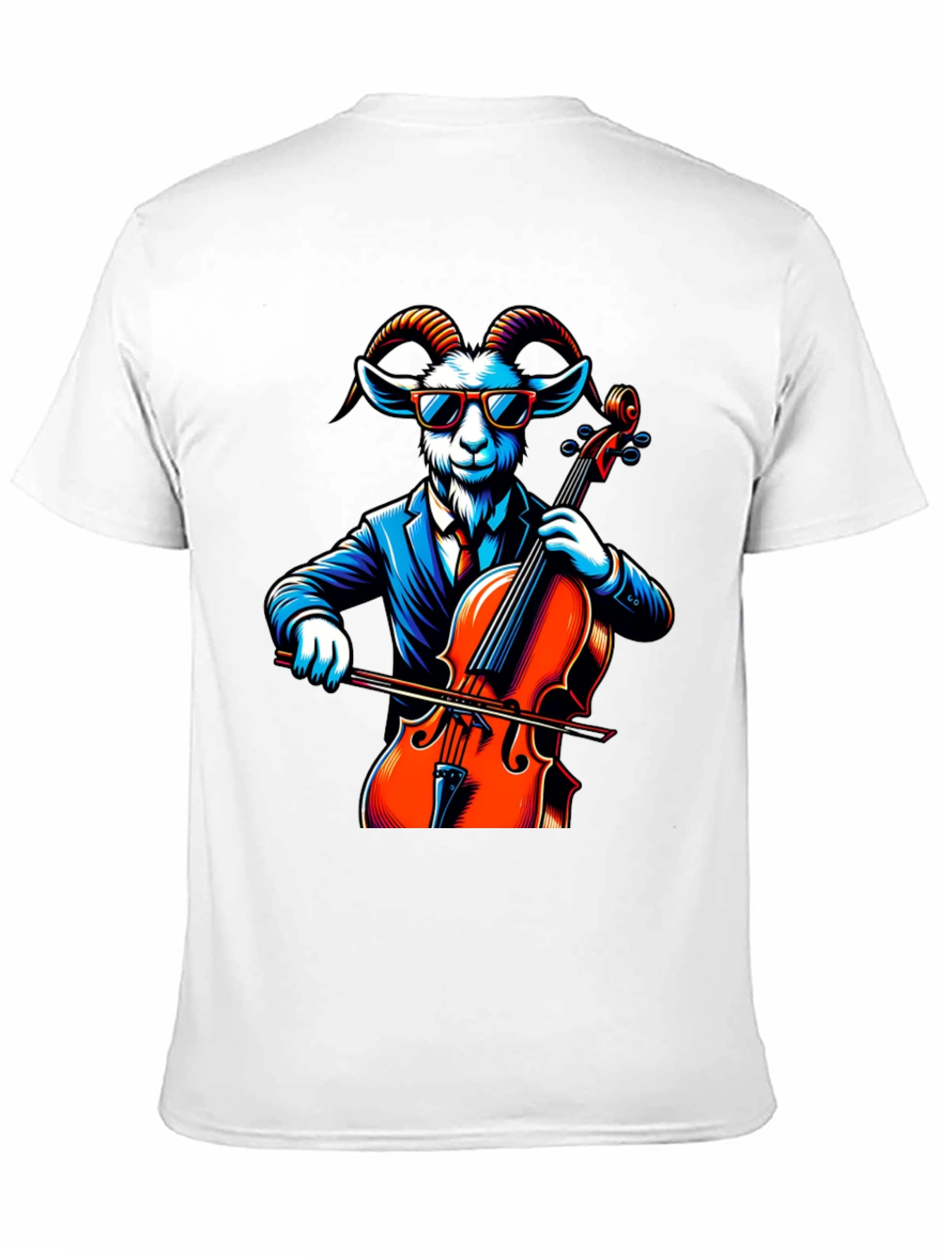 Black Goat Cellist Graphic Tee - Cool Animal Music Lover Shirt view 11