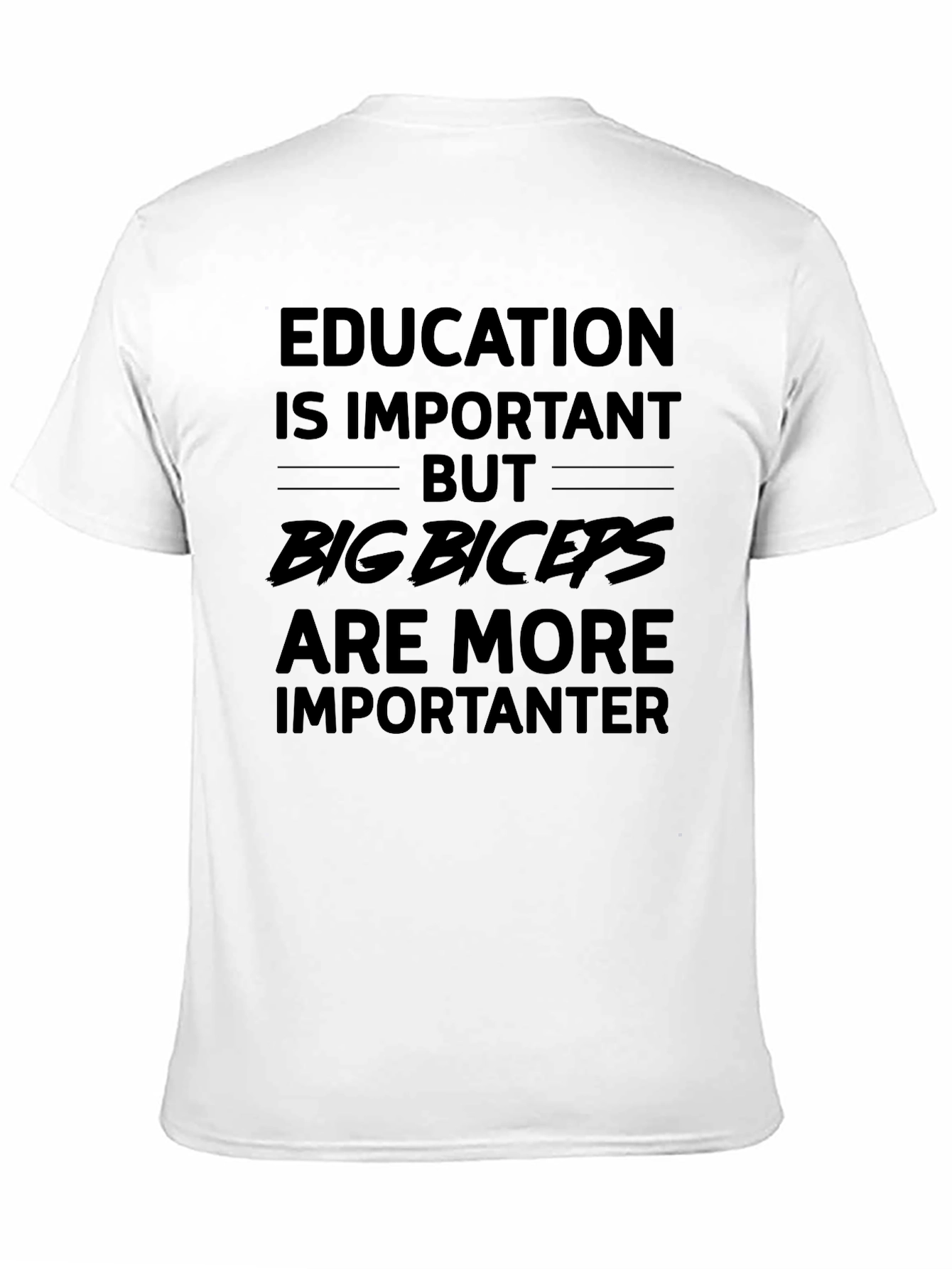 Black Funny Biceps T-Shirt - Education vs. Muscles view 11