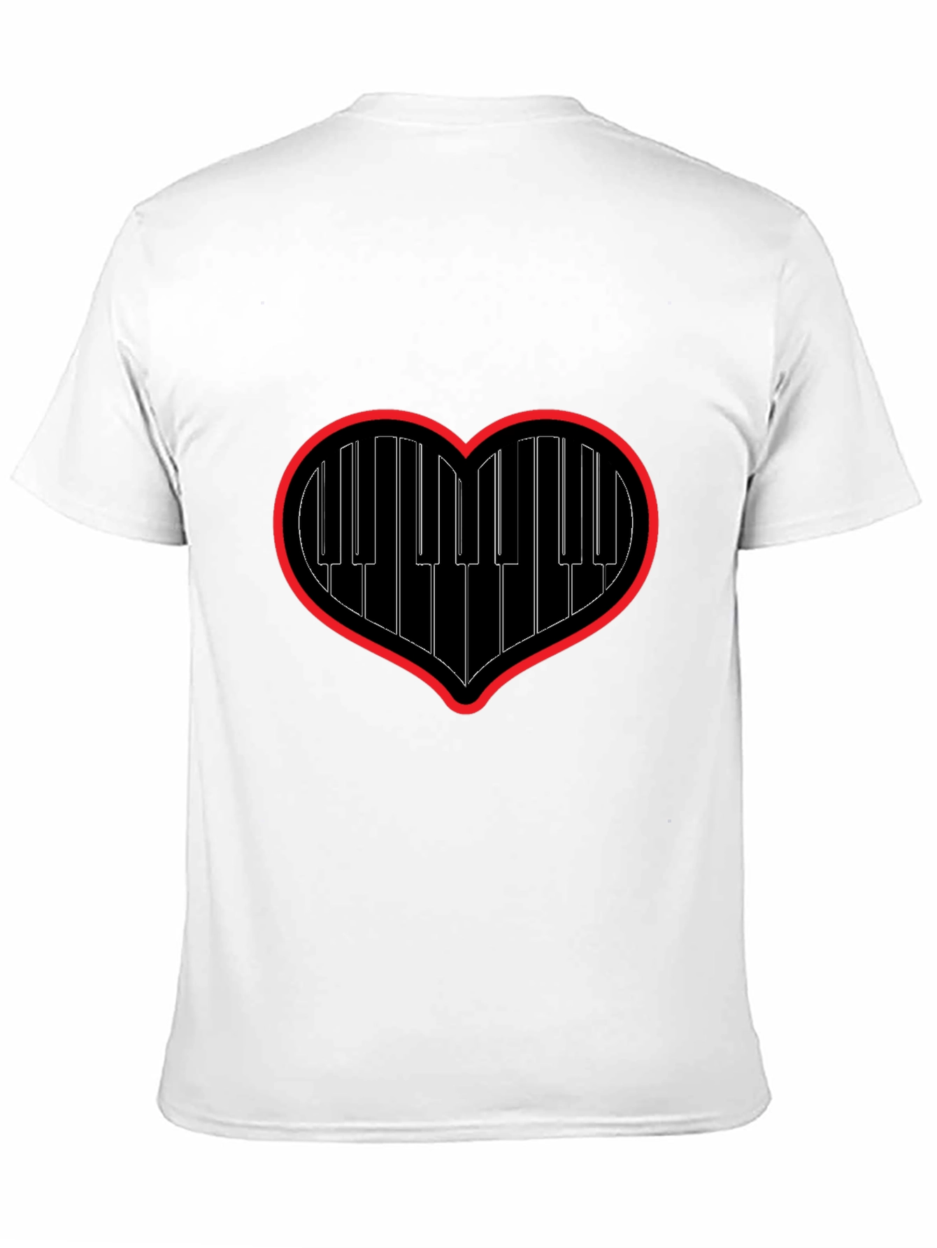 Black Piano Heartbeat Tee - Music Lover's Black T-Shirt view 11