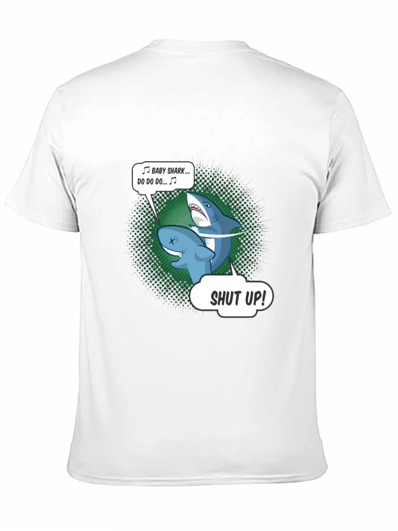 Black Baby Shark Shut Up Men's Black T-Shirt view 11