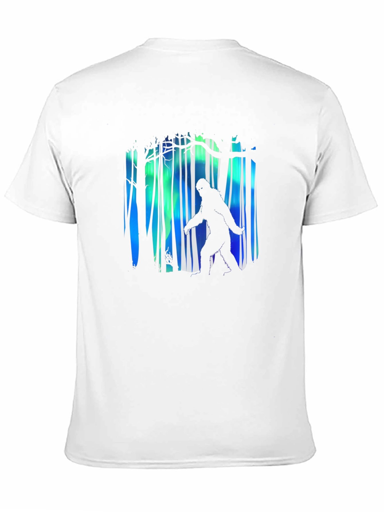 Black Bigfoot Aurora Borealis Men's Black T-Shirt view 11