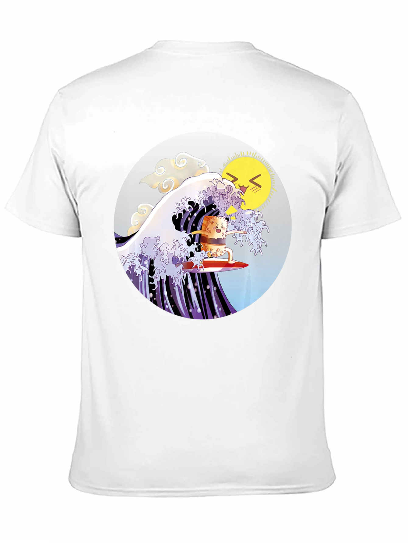 Black Sushi Surfer T-Shirt - Kawaii Wave Design view 11