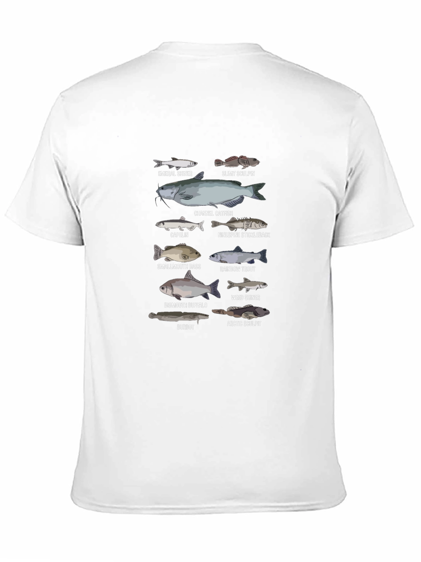 Black Fish Species Graphic Print Black T-Shirt view 11