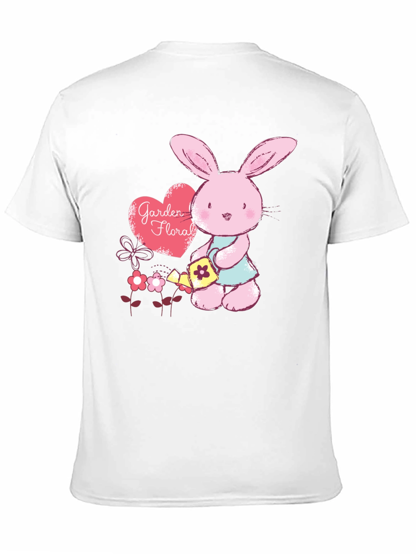 Black Cute Bunny Gardener T-Shirt - Floral Garden Design view 11