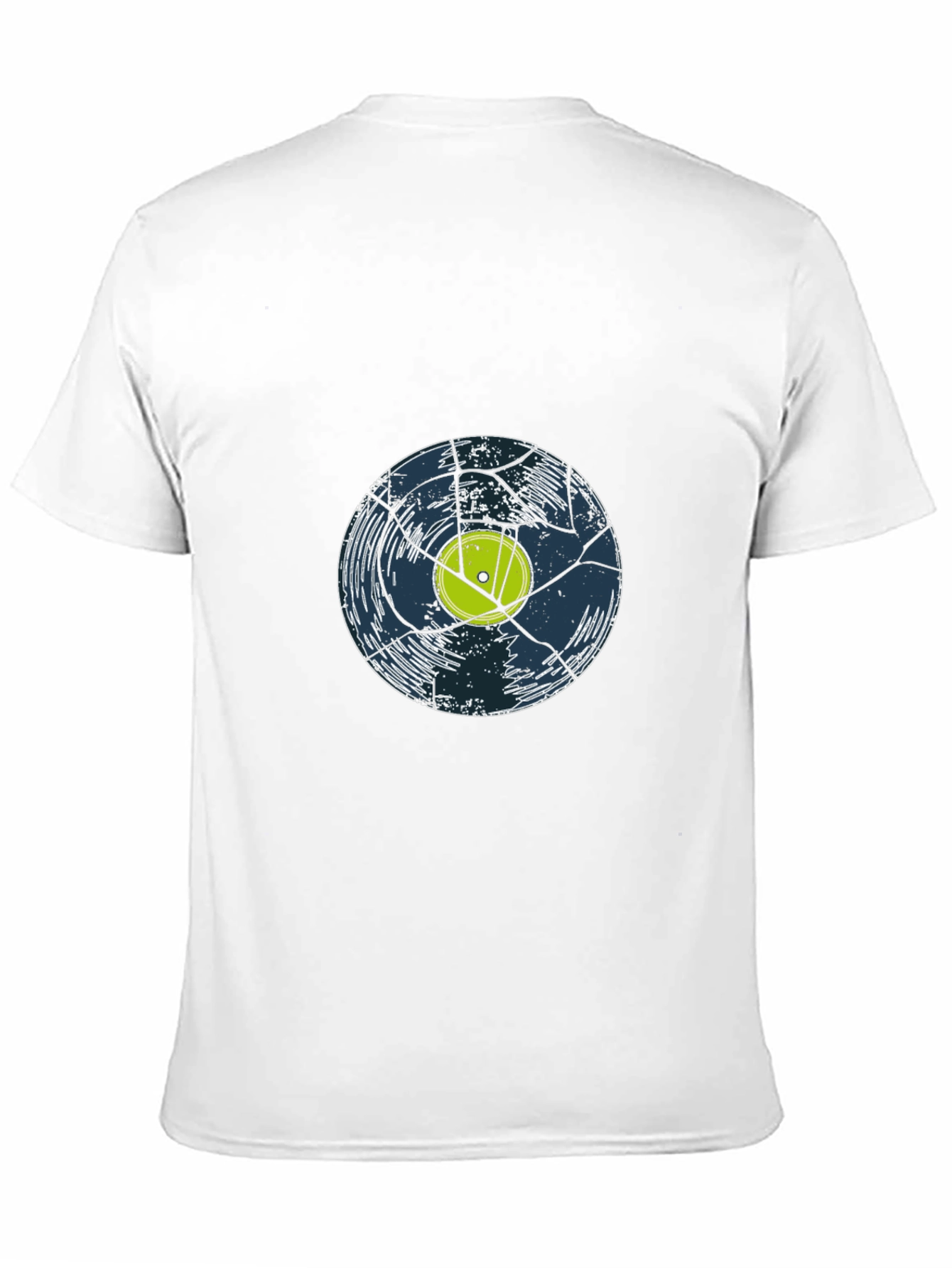 Black Cracked Vinyl Record Graphic Tee - Black Cotton Casual Shirt view 11