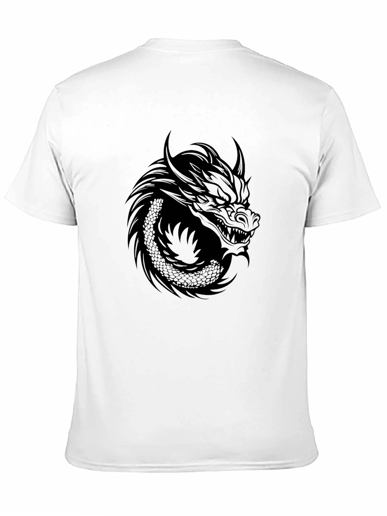 Black Men's Black Dragon Graphic Tee - Stylish Crew Neck T-Shirt view 11