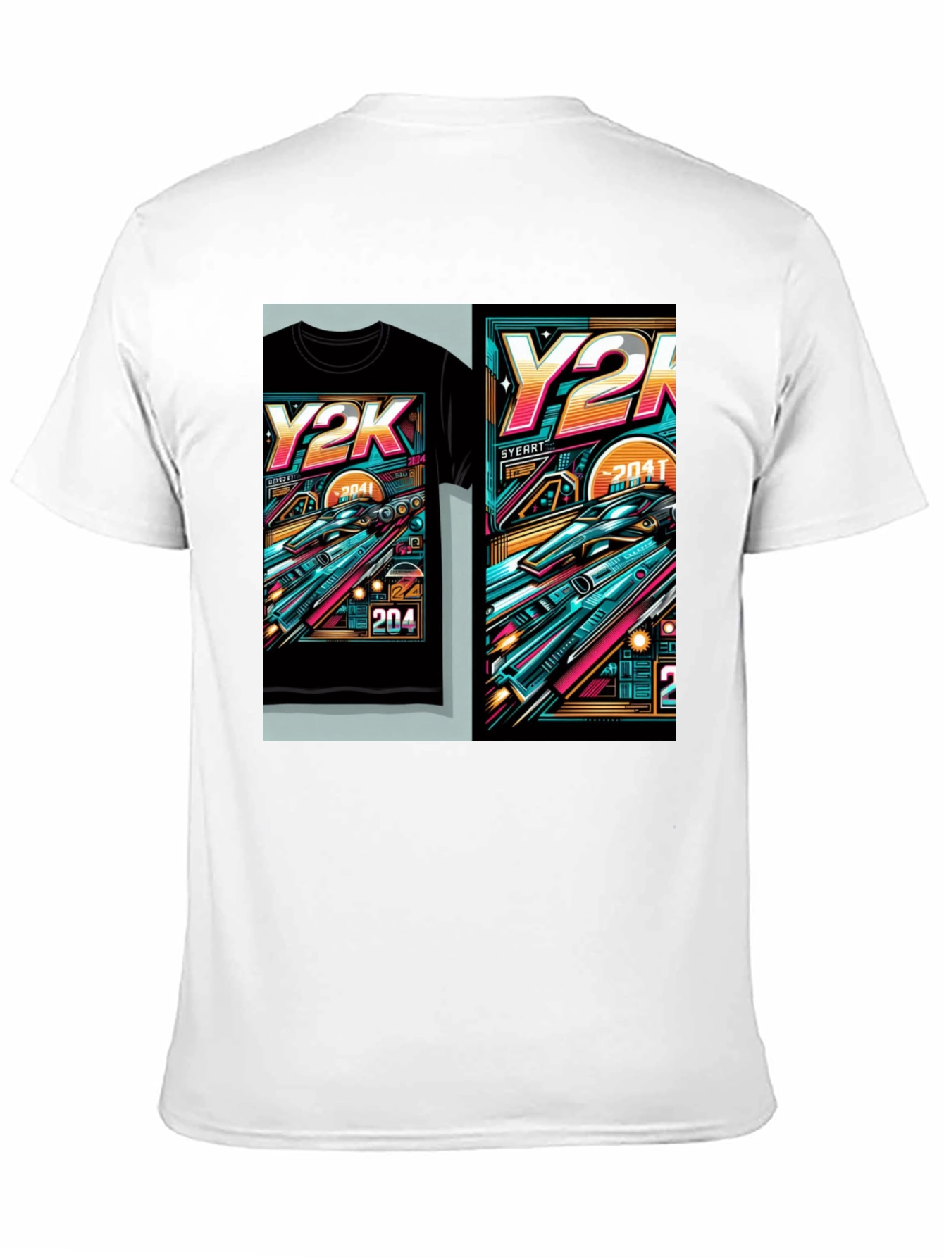 Black Y2K Graphic Tee - Retro Futuristic Design view 11