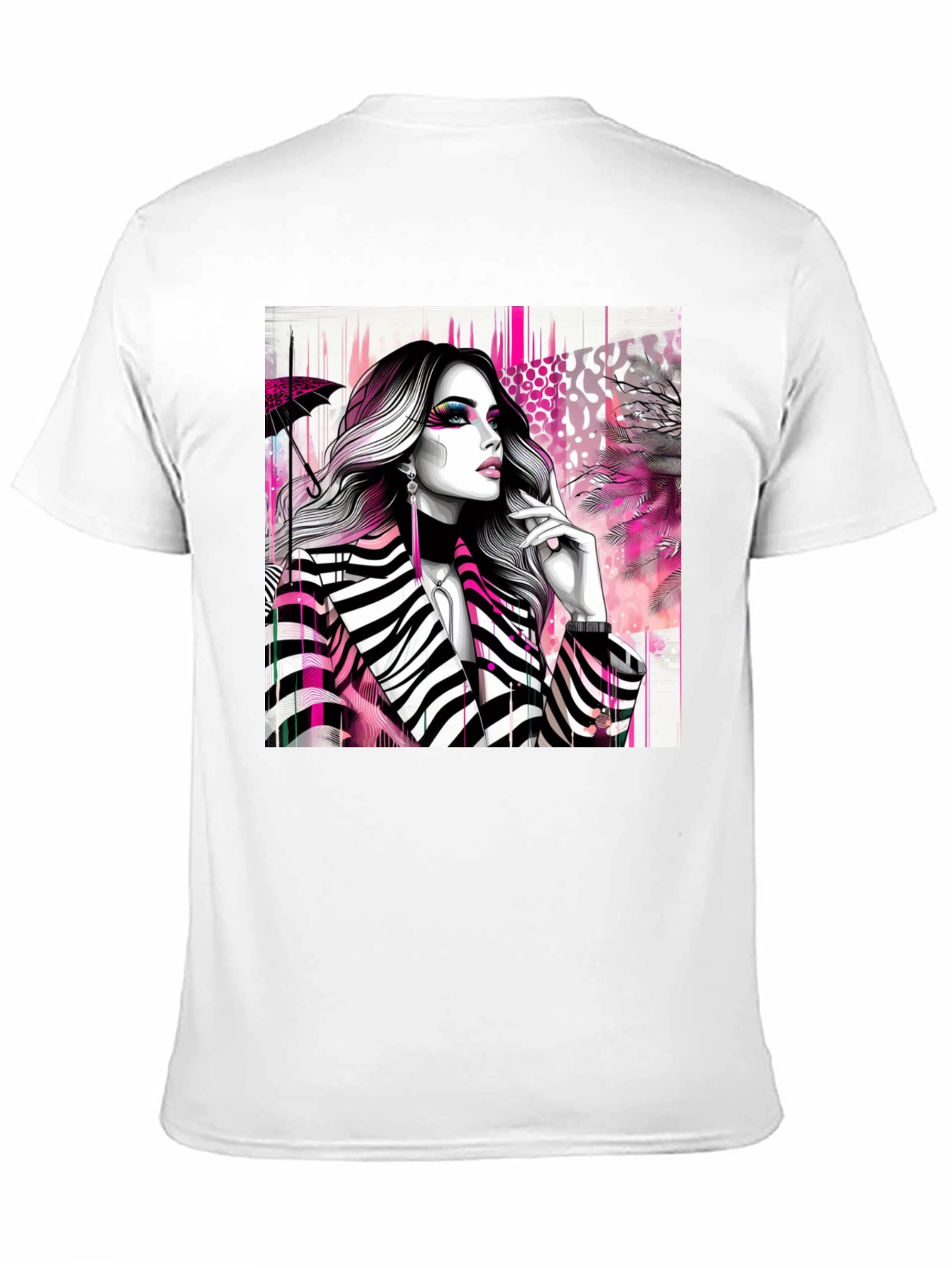 Black Stylish Woman Zebra Print Tee - Modern Streetwear view 11