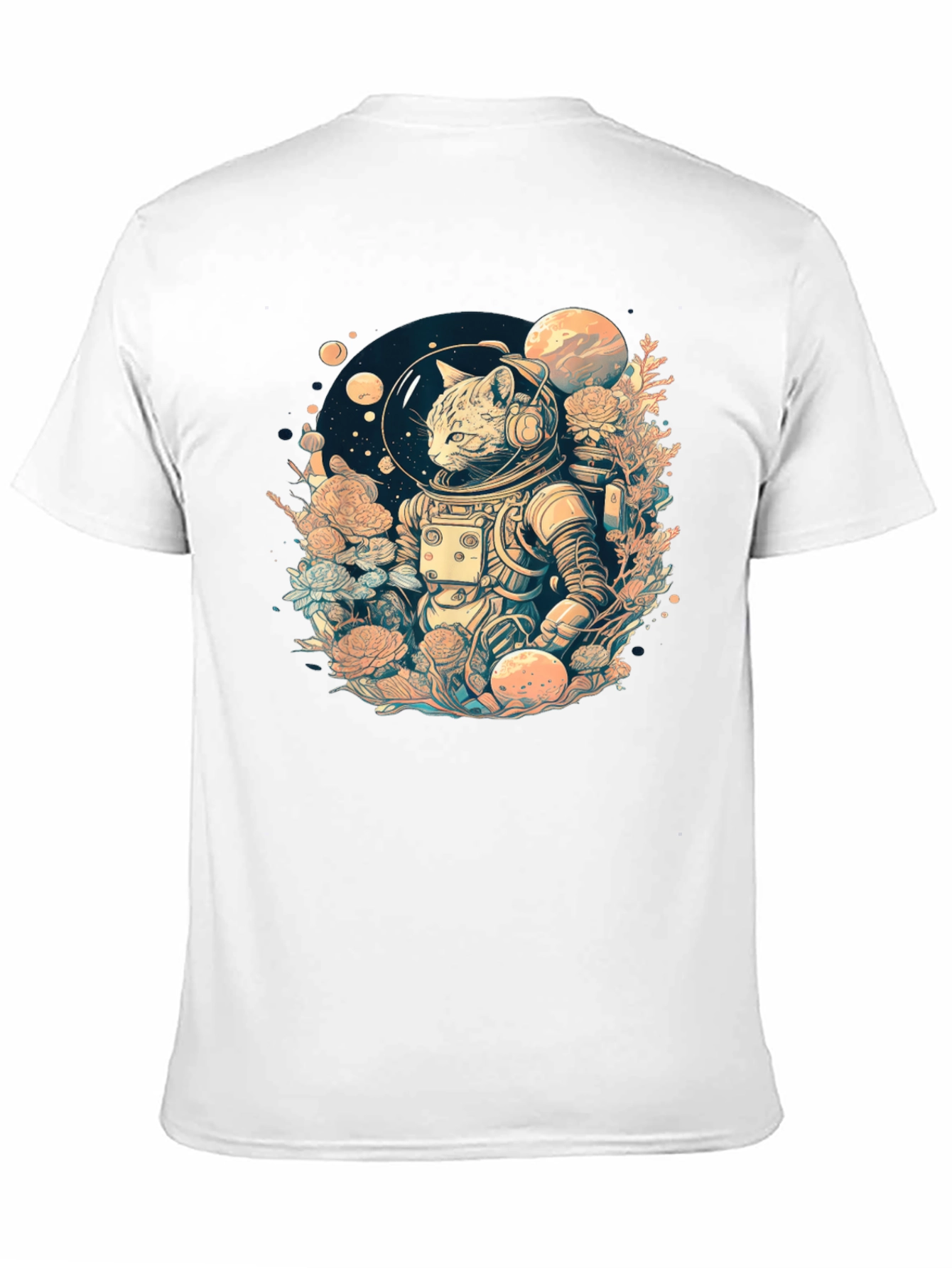 Black Cosmic Cat Astronaut Graphic Tee view 11
