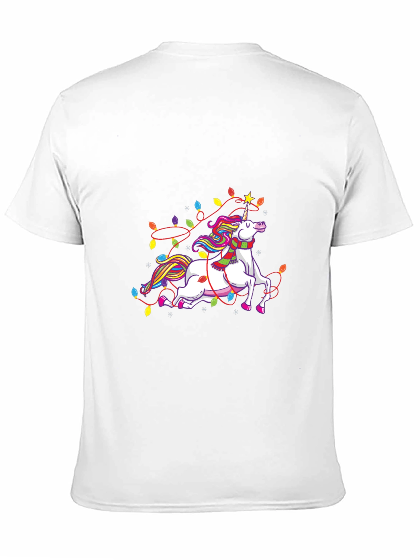 Black Unicorn Christmas Lights Black Tee view 11