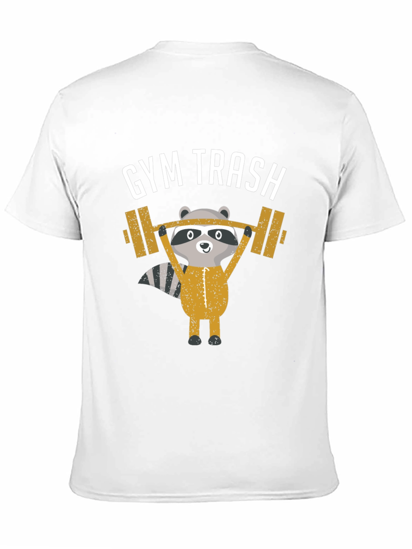 Black Gym Trash Raccoon Weightlifting T-Shirt view 11