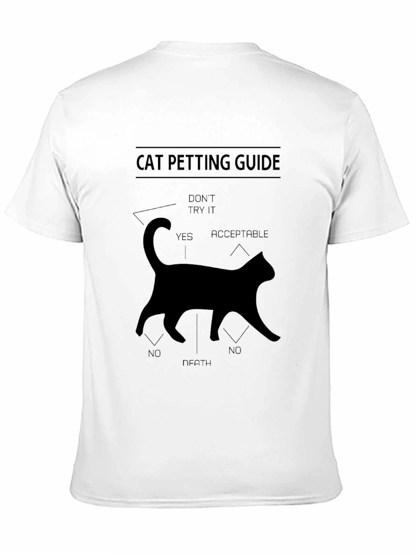 Black Cat Petting Guide Black T-Shirt view 11