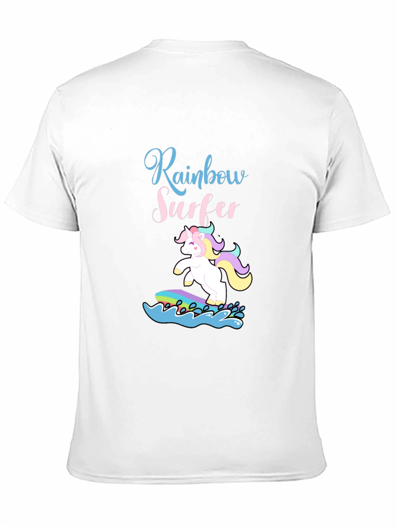 Black Rainbow Surfer Unicorn Graphic Tee - Black Cotton T-Shirt view 11