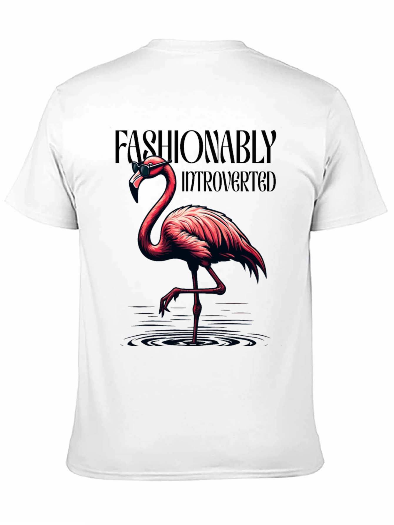 Black Fashionably Introverted Flamingo T-Shirt view 11