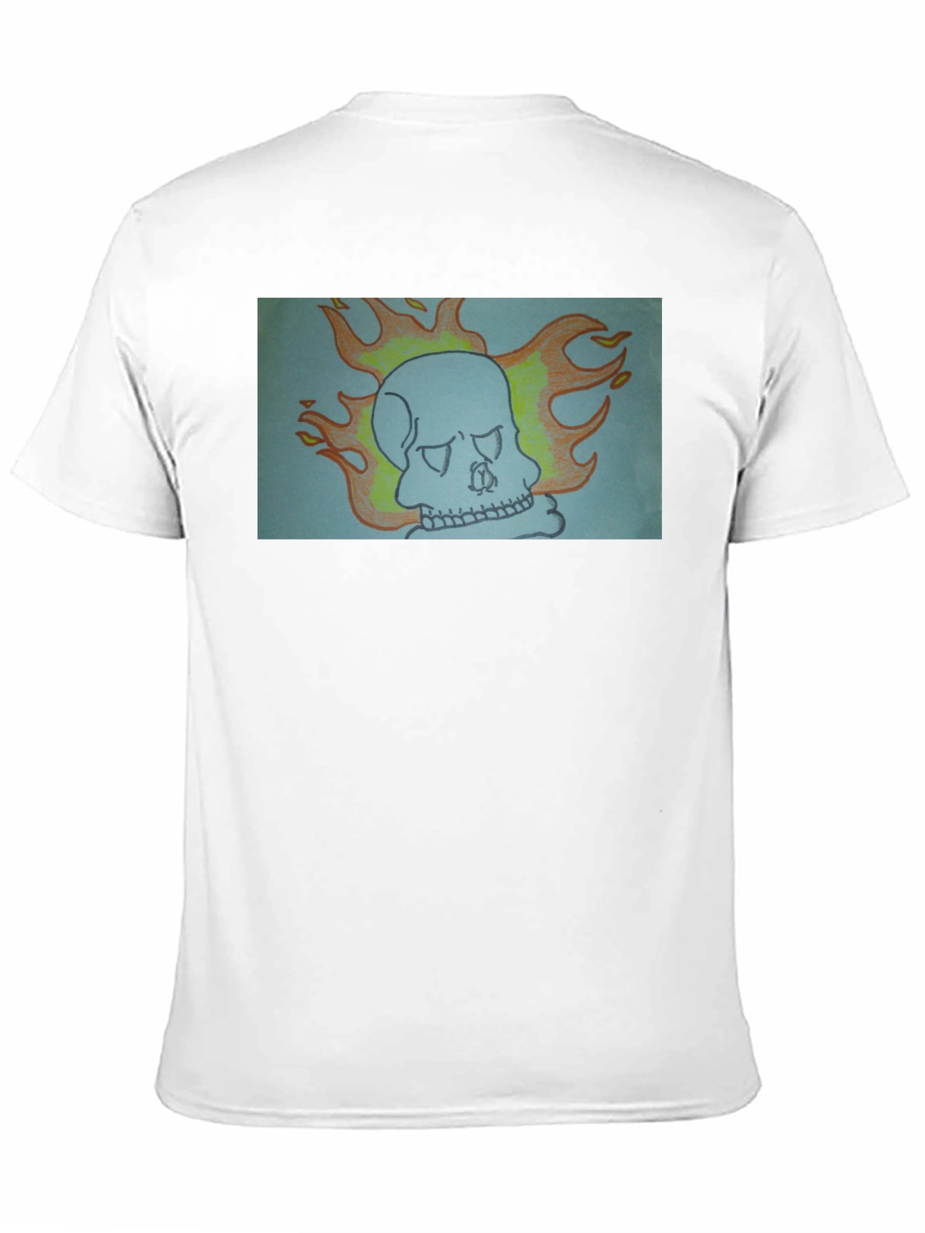 Black Flaming Skull Graphic Tee - Black Cotton view 11