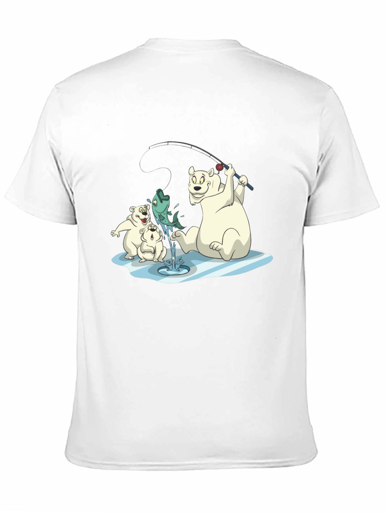 Black Polar Bear Fishing T-Shirt view 11