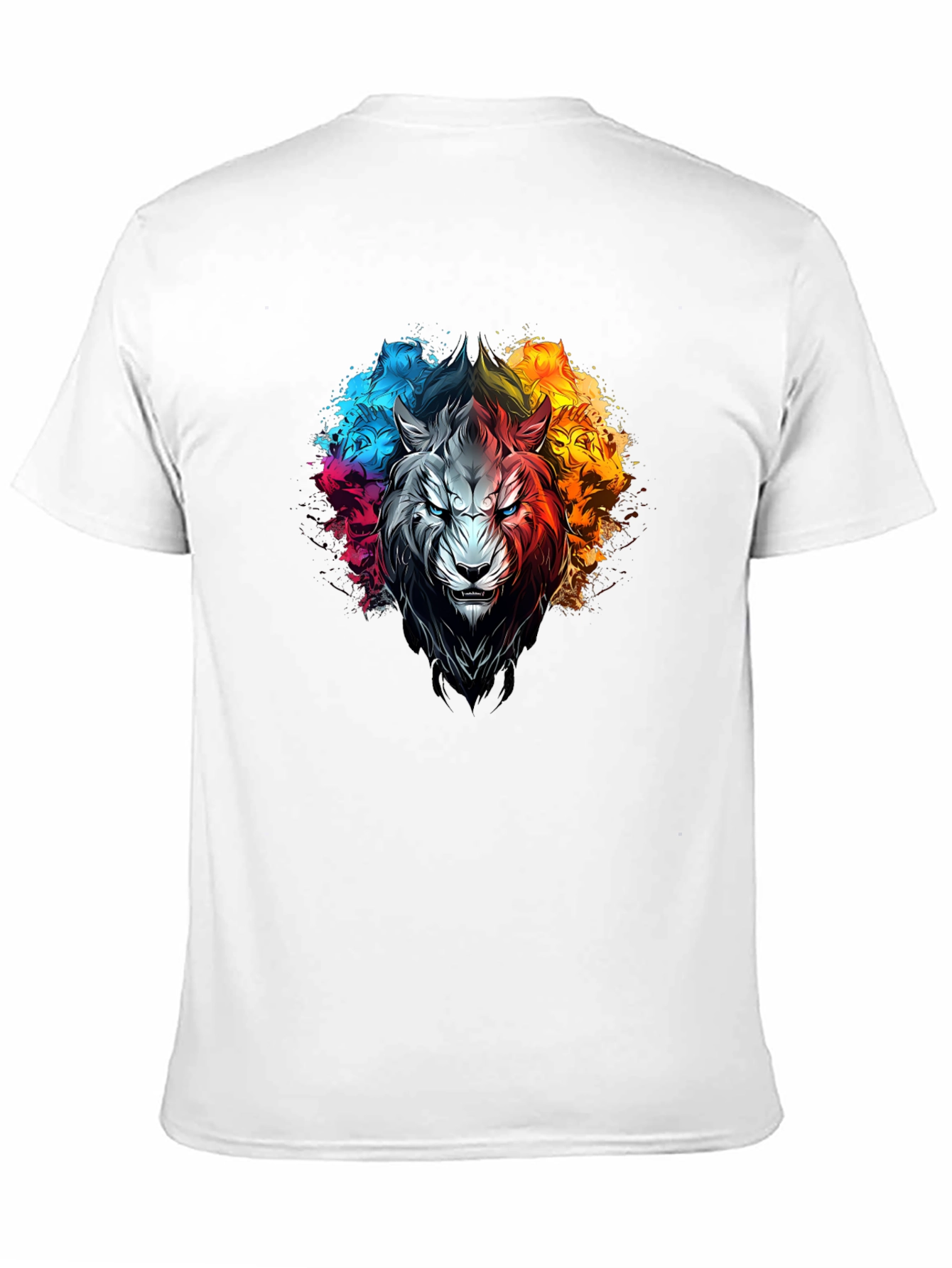 Black Colorful Lion Graphic Print T-Shirt view 11