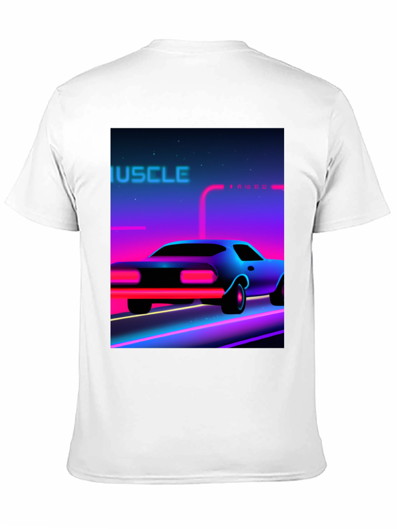 Black Retro Muscle Car Graphic Tee - Black Cotton T-Shirt view 11