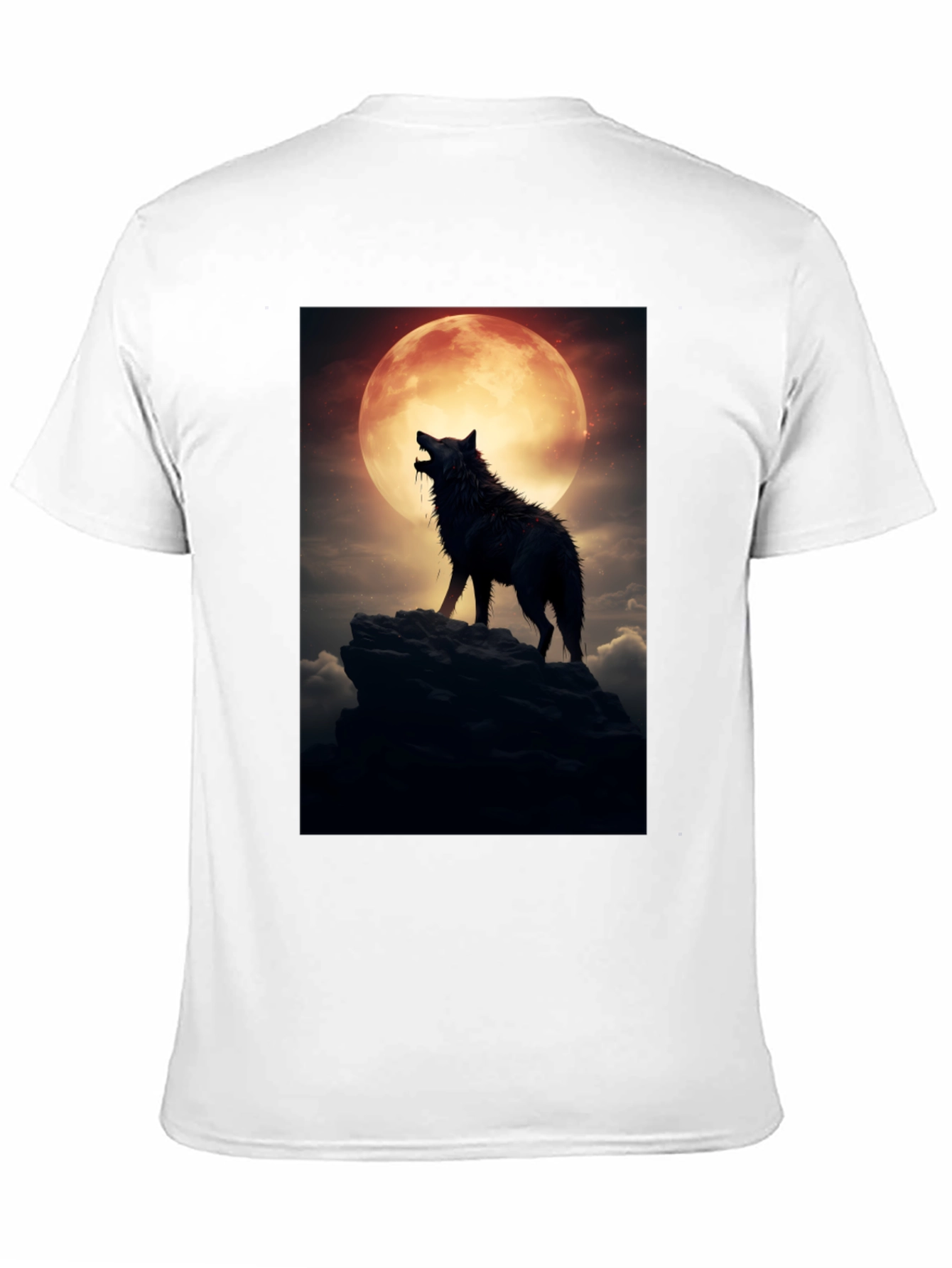 Black Wolf Howling at Moon Graphic Tee view 11