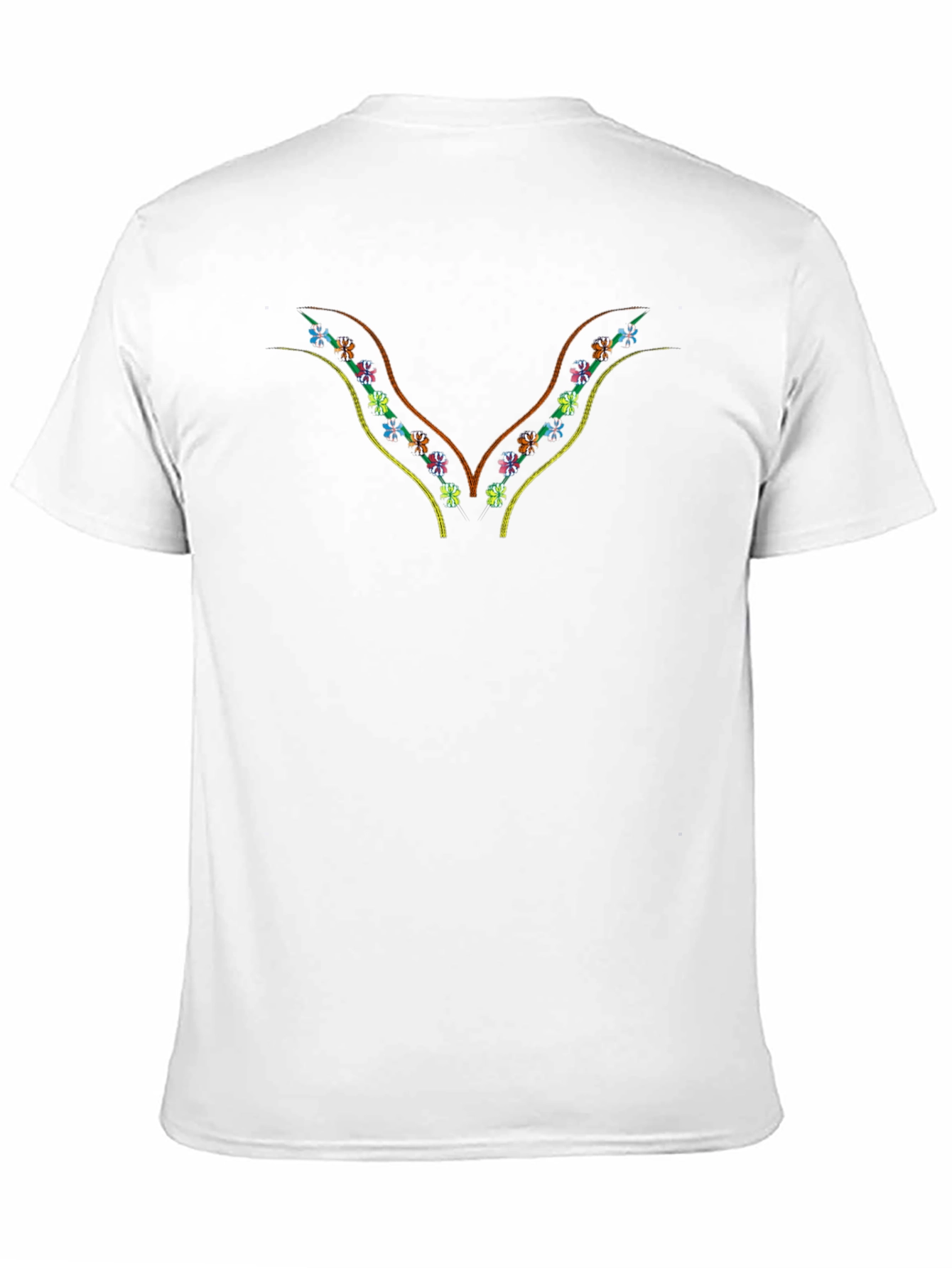 Black Embroidered Floral V-Neck Black T-Shirt view 11