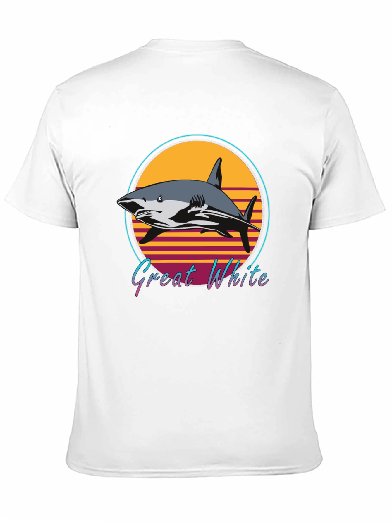 Black Great White Shark Retro Style T-Shirt view 11