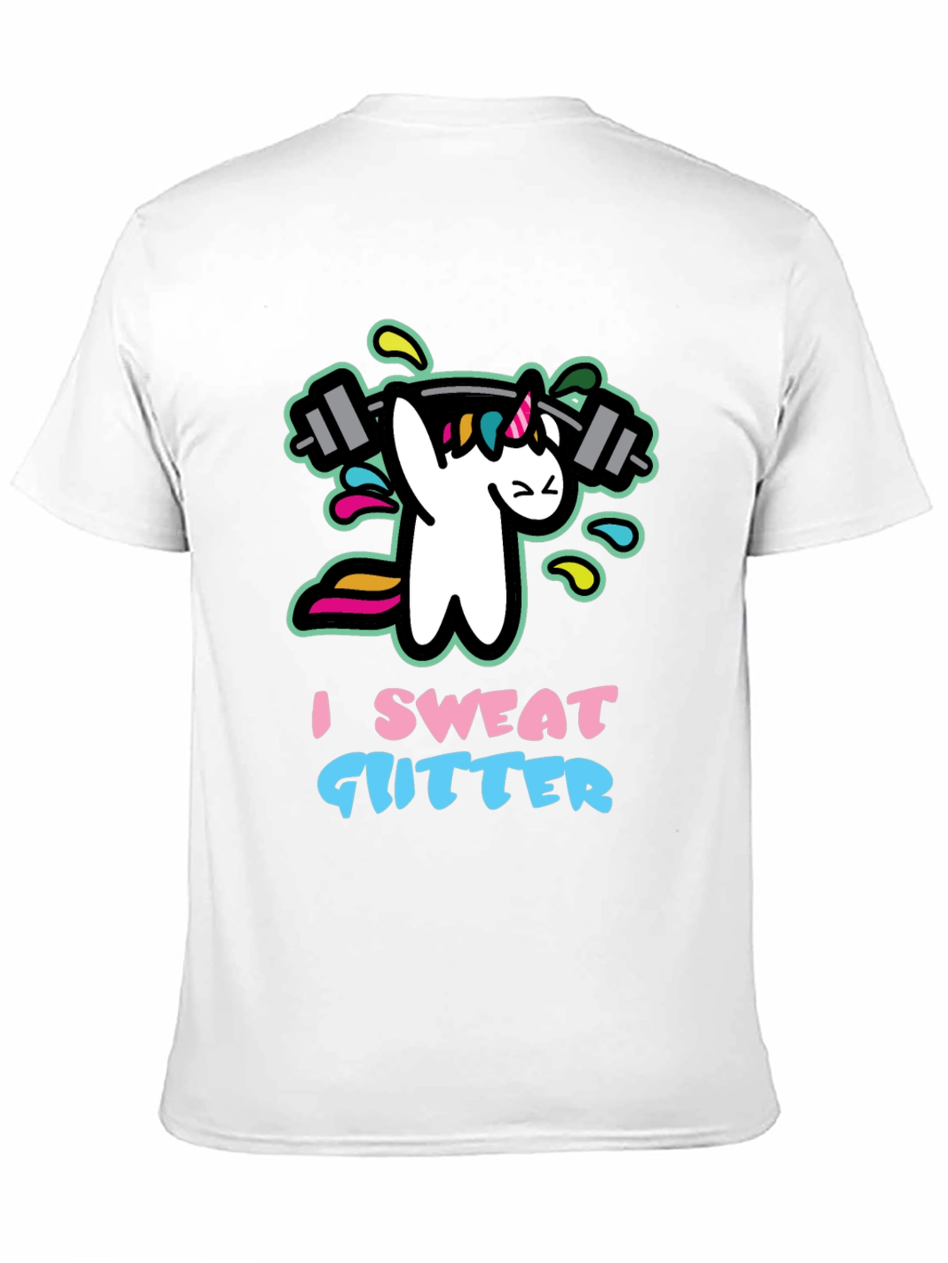 Black I Sweat Glitter Unicorn Gym Black T-Shirt view 11