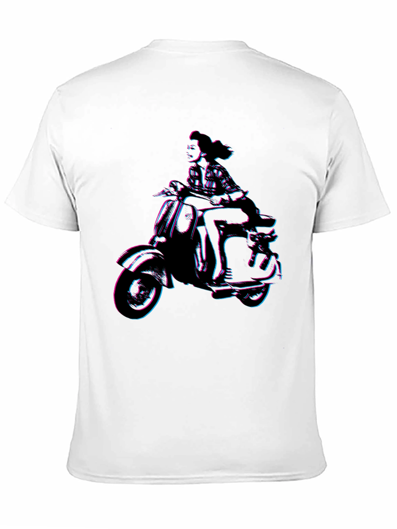 Black Retro Woman on Scooter Graphic Tee - Black view 11