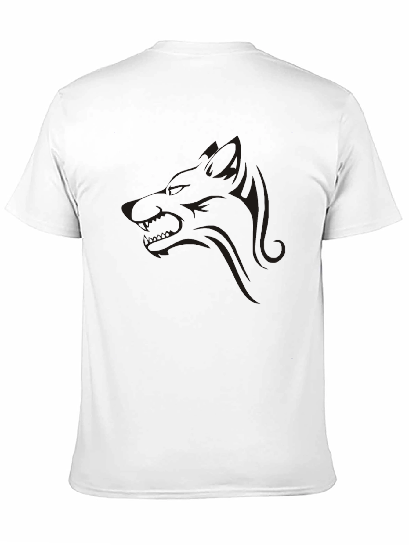 Black Men's Black Graphic Tee - Wolf Design view 11