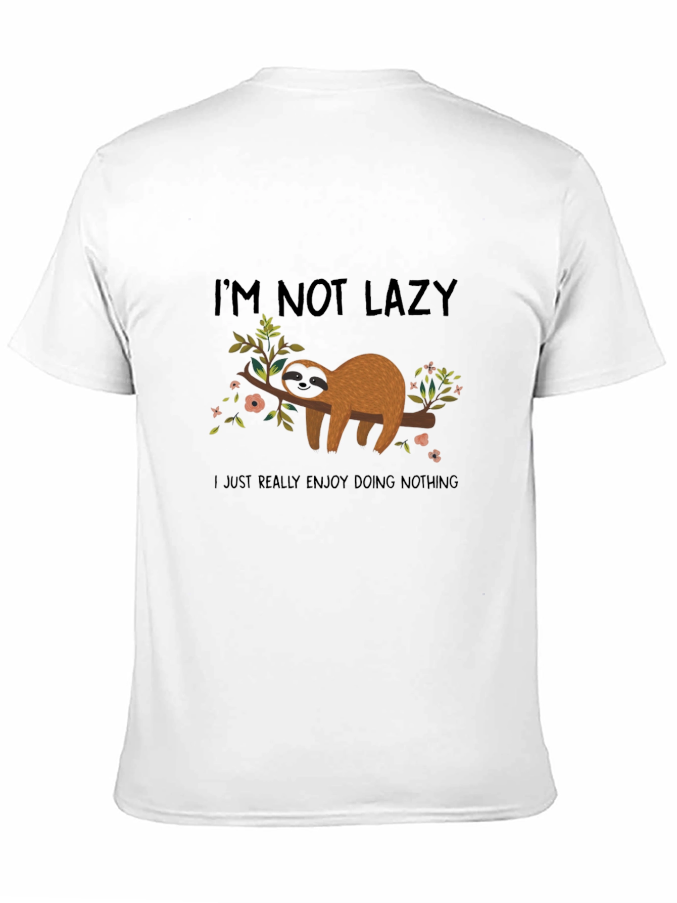 Black Funny Sloth Graphic Tee - I'm Not Lazy, Black view 11