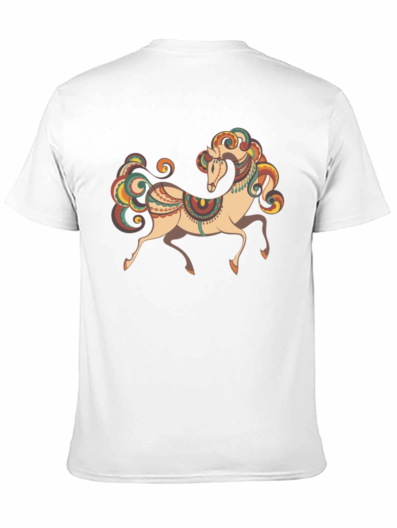 Black Men's Black T-Shirt with Horse Graphic view 11