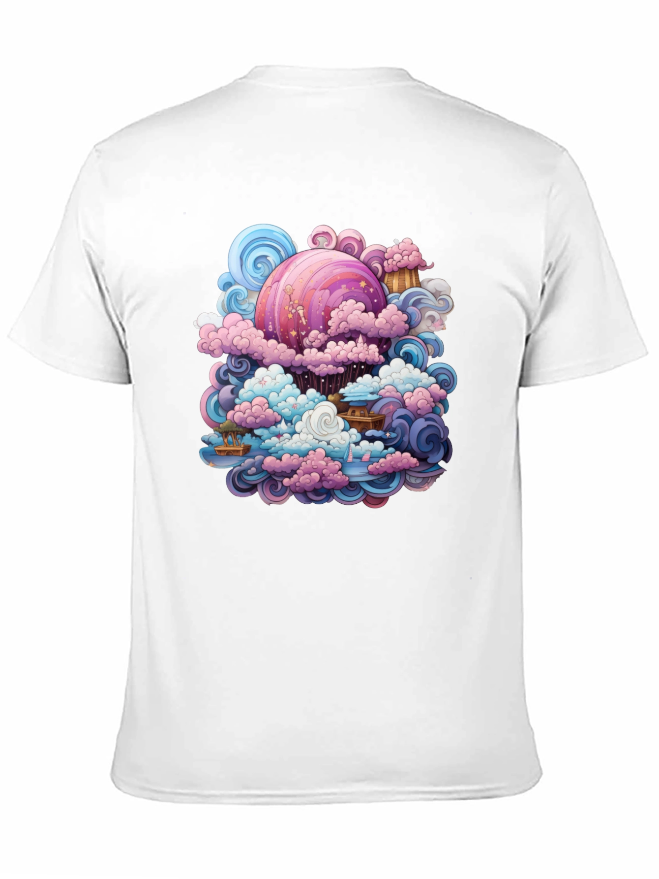 Black Whimsical Cloudscape Graphic Tee - Fantasy Design view 11