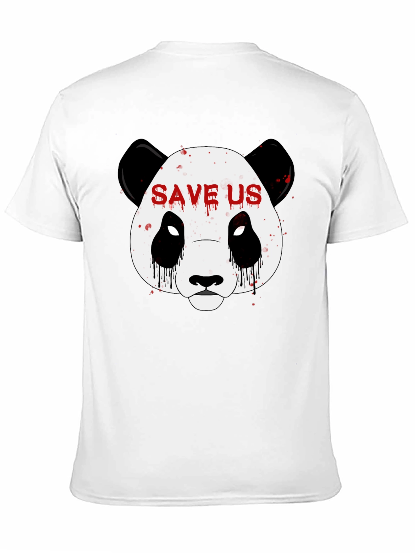 Black Save Us Panda Graphic Print Black T-Shirt view 11