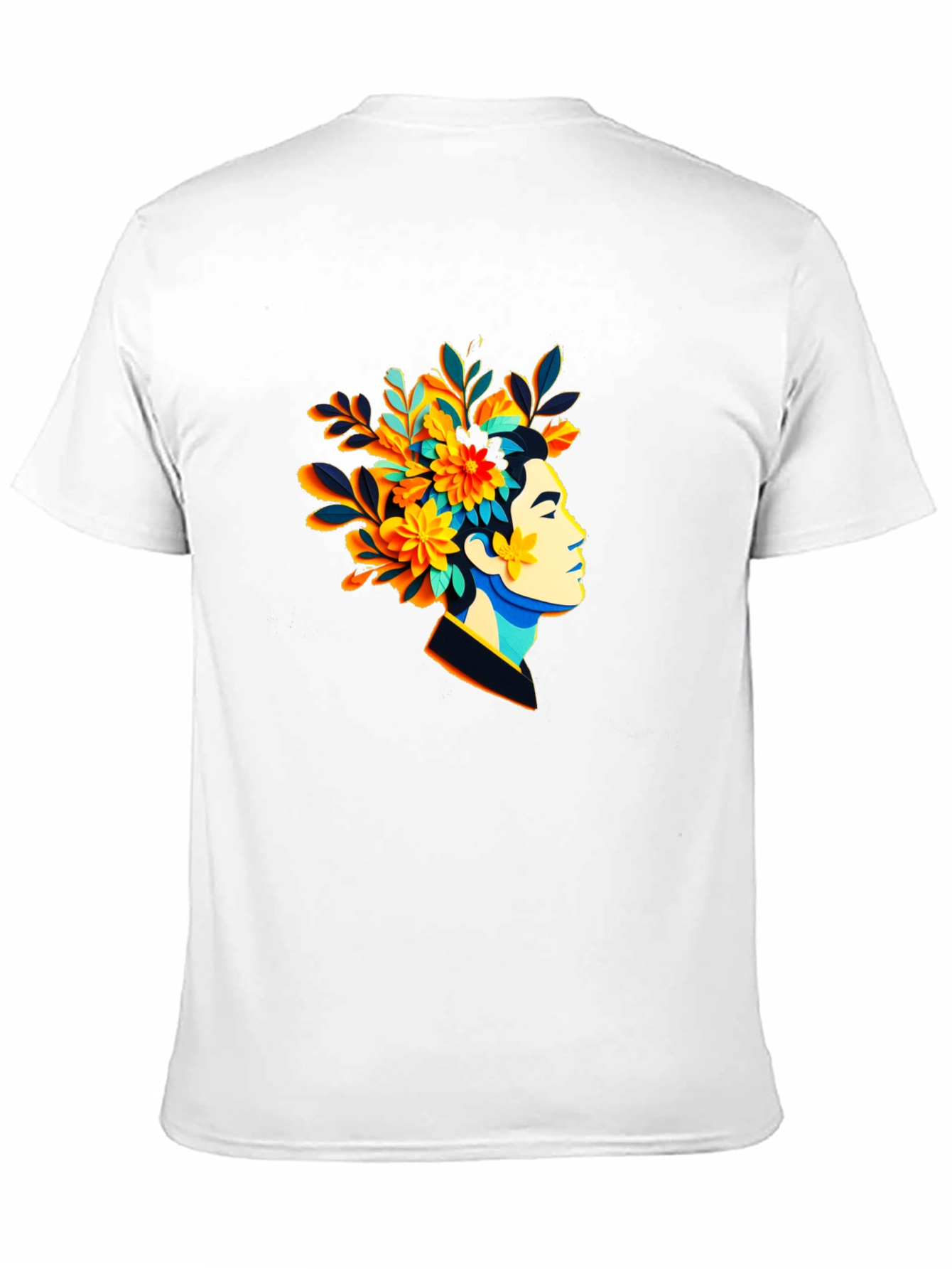 Black Floral Head T-Shirt - Unique Graphic Tee view 11