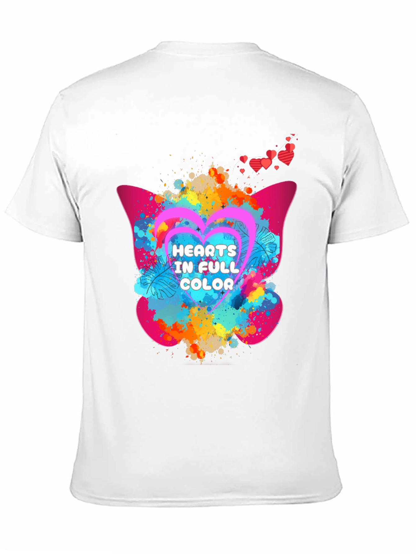 Black Hearts in Full Color Graphic T-Shirt view 11