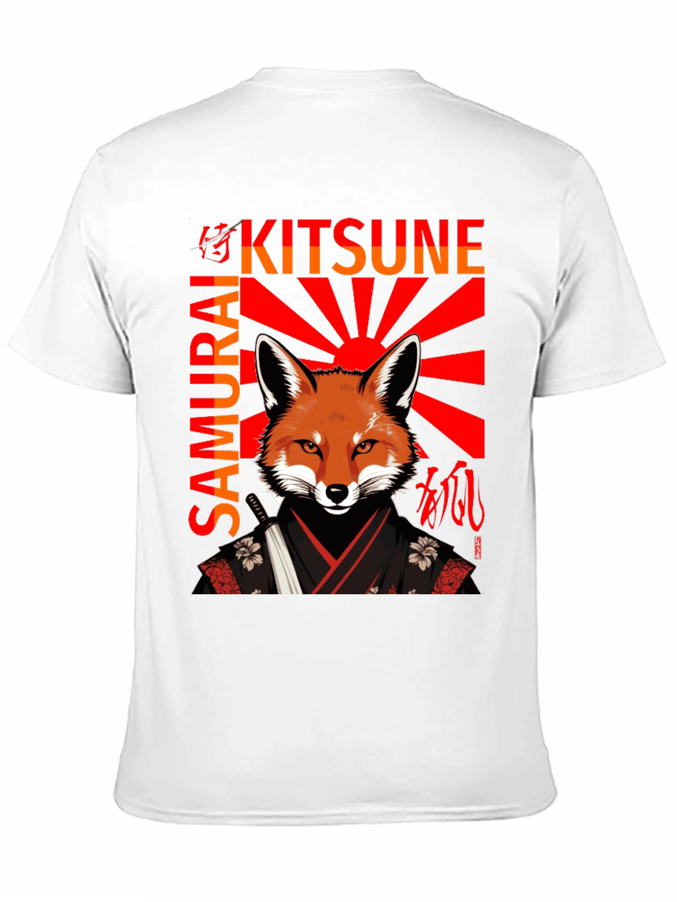 Black Samurai Kitsune T-Shirt Japanese Fox Warrior Design view 11