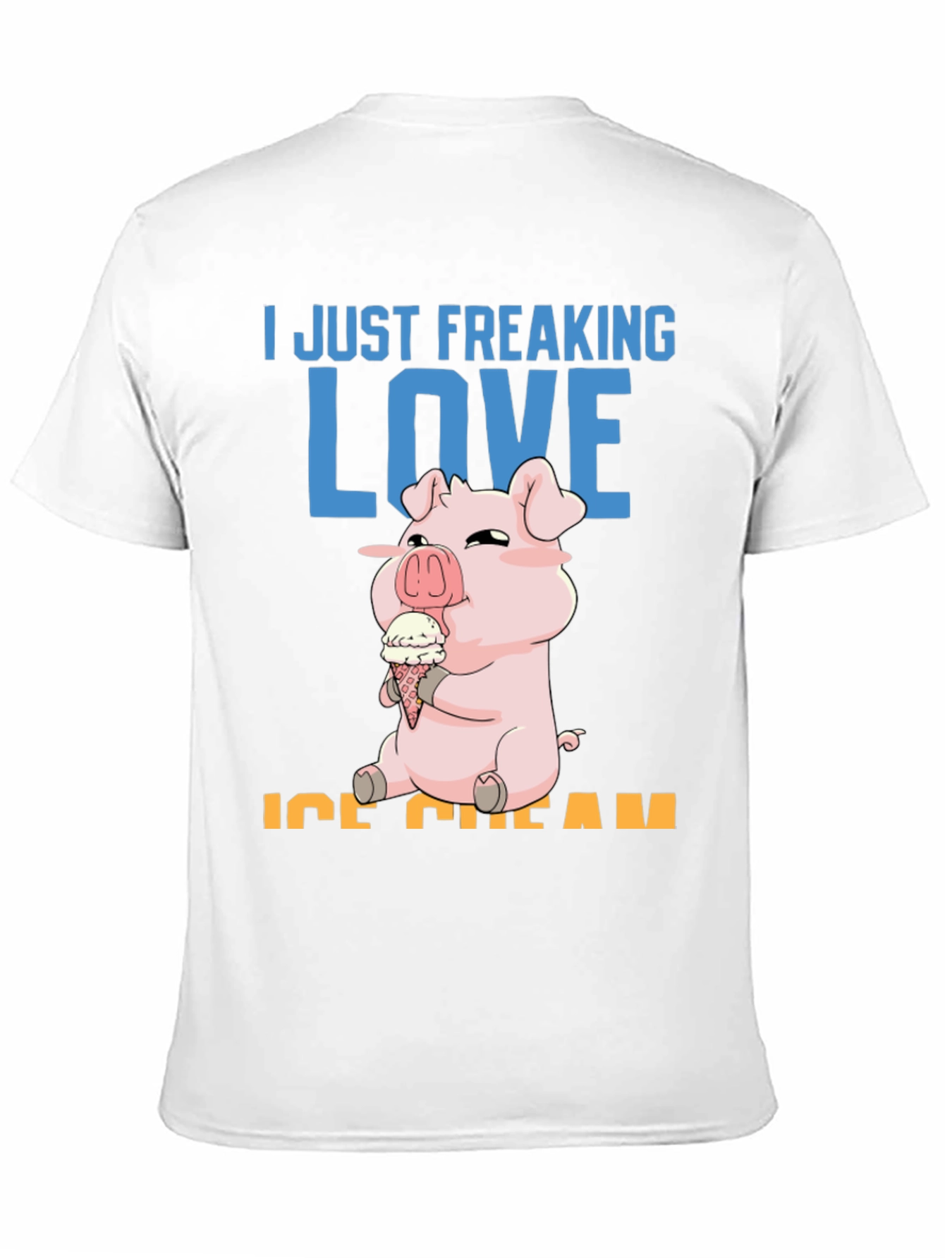 Black I Just Freaking Love Ice Cream Pig T-Shirt view 11