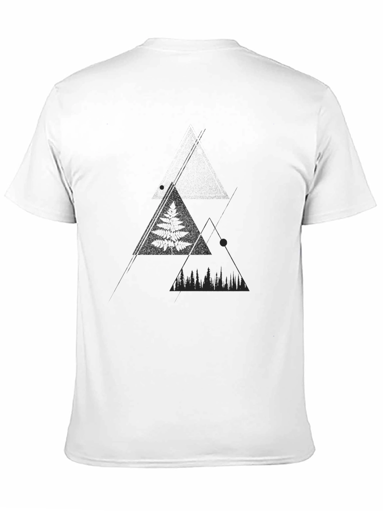 Black Abstract Mountain Scene Black Graphic Tee view 11