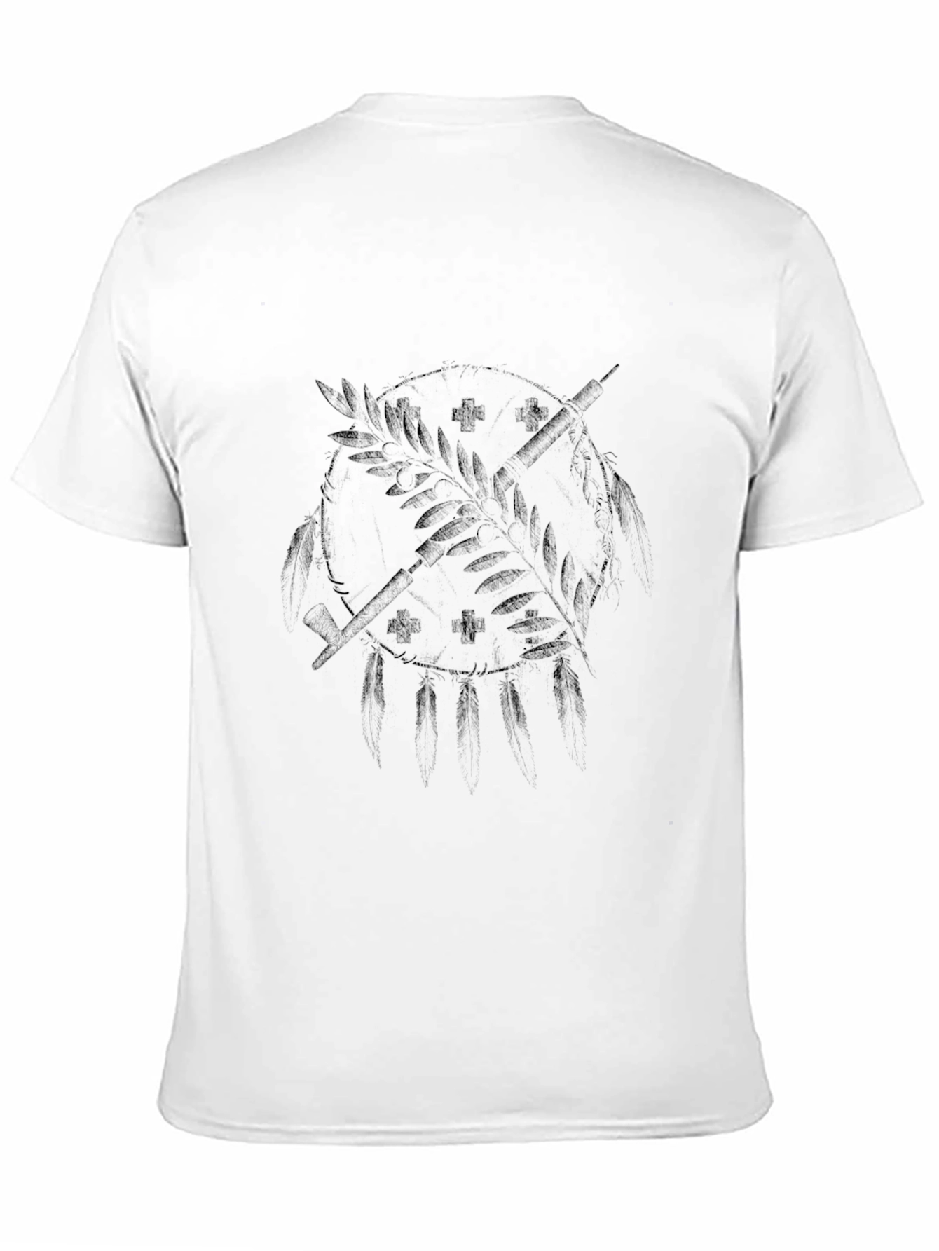 Black Men's Black Graphic Tee - Dreamcatcher Design view 11