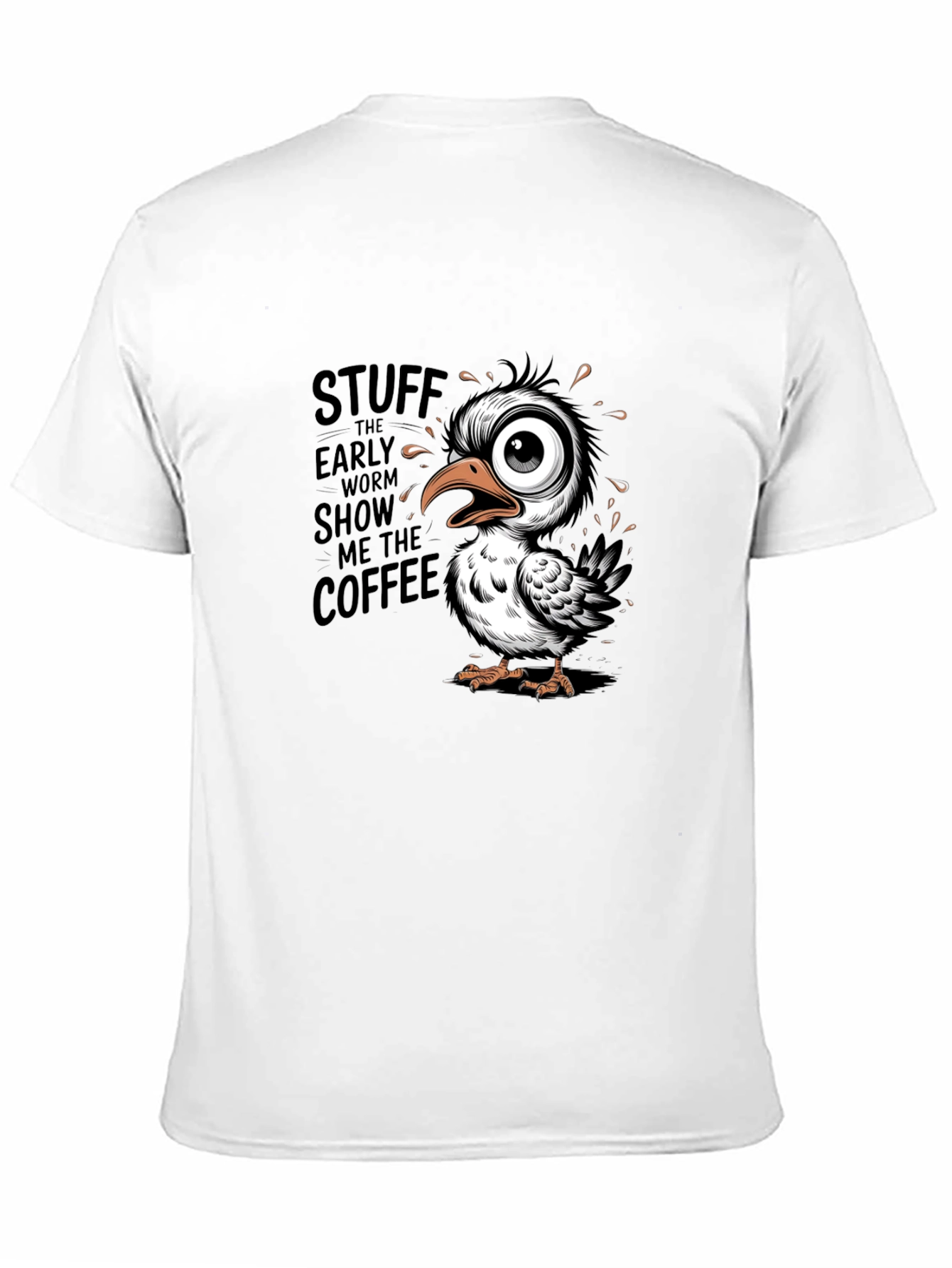 Black Funny Coffee Bird Graphic Black T-Shirt view 11