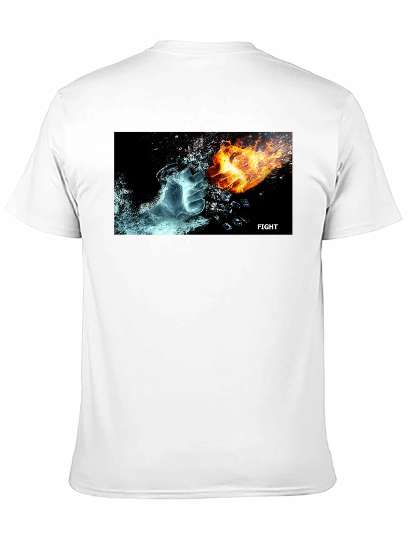 Black Fire & Ice Fight T-Shirt - Cool Graphic Tee view 11
