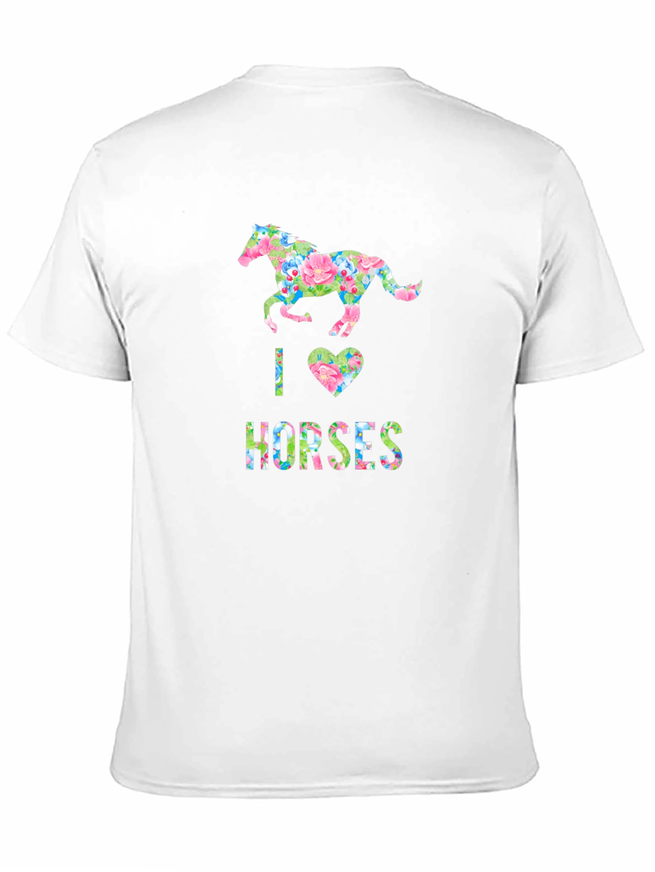 Black I Love Horses Floral Print T-Shirt view 11