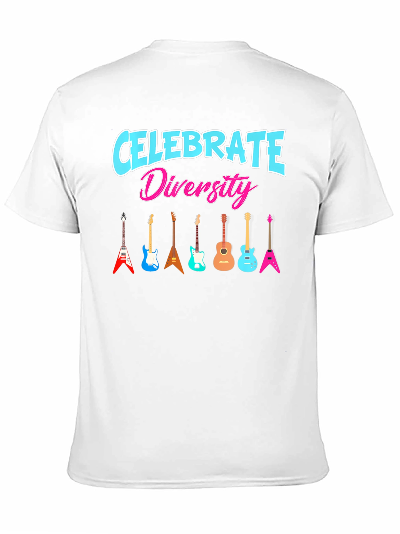 Black Celebrate Diversity Guitar Graphic T-Shirt view 11