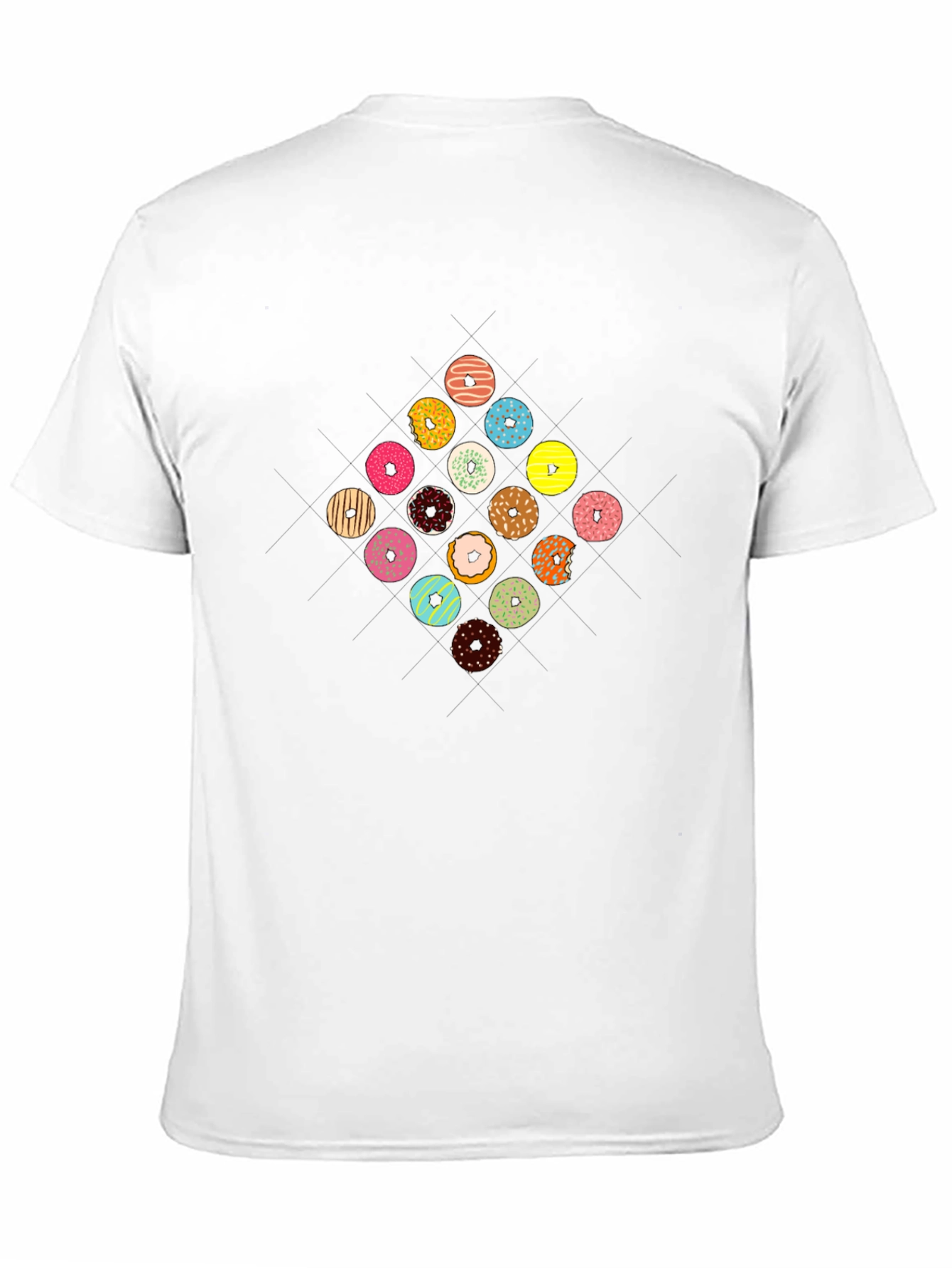 Black Donut Pattern Black T-Shirt view 11