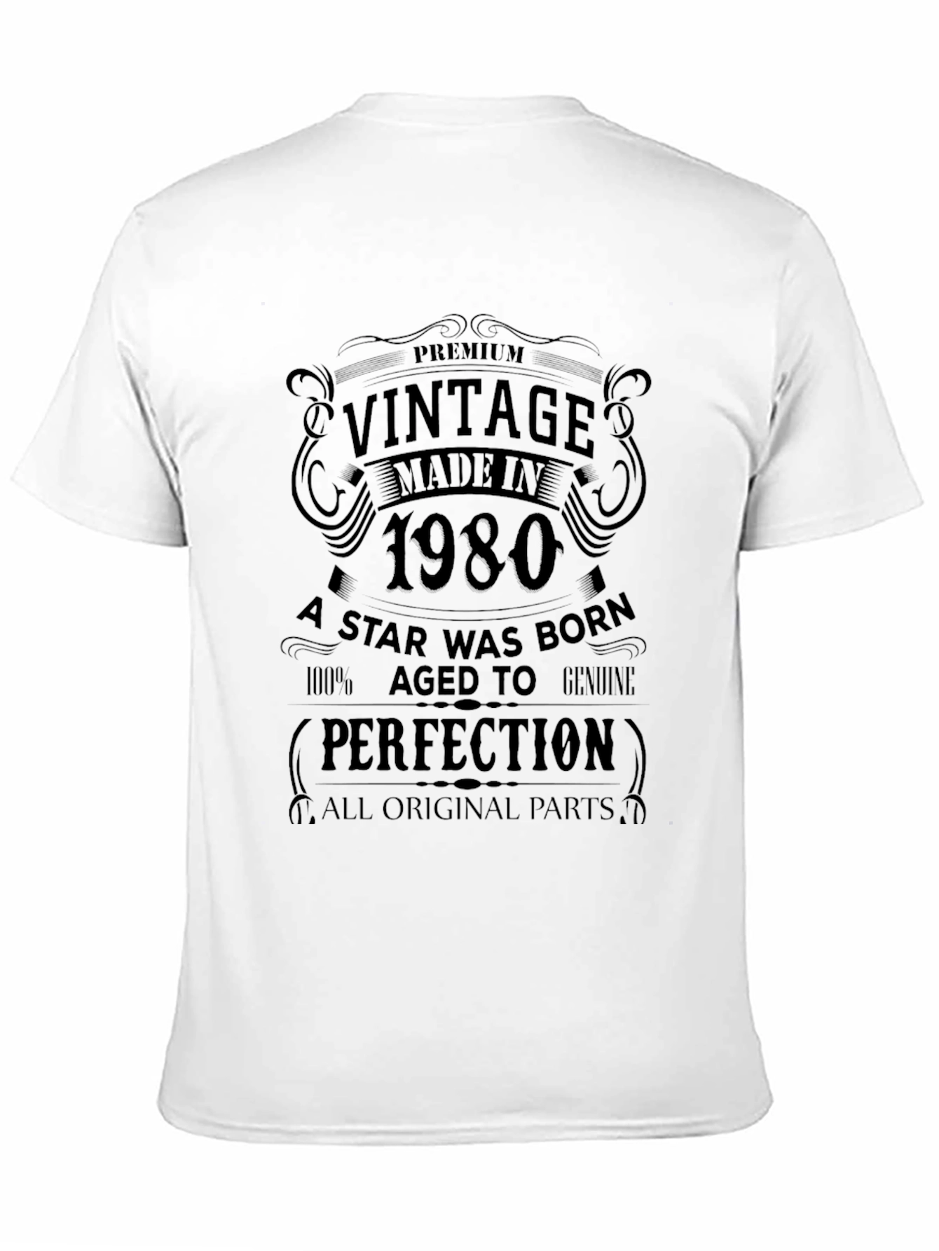Black Vintage 1980 Made T-Shirt - Birthday Gift Tee view 11